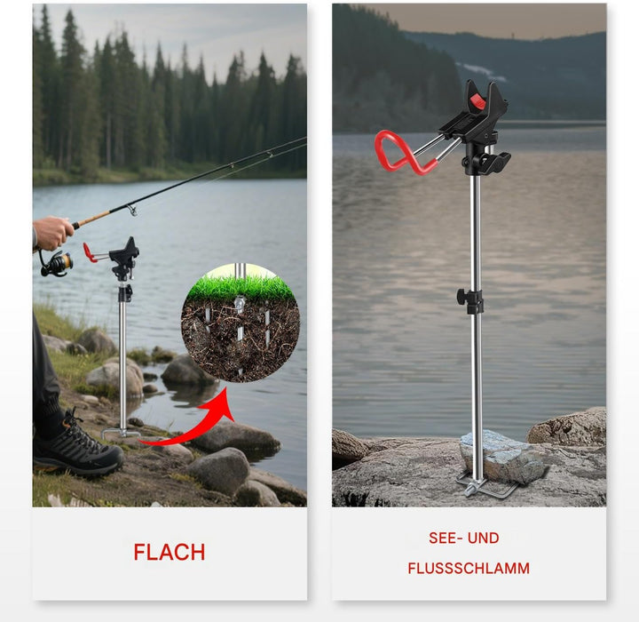 Leeko Rutenhalter, Angelrute Halter 2 Stück Edelstahl Universal Ruten Ständer 360°Verstellbar Angelr