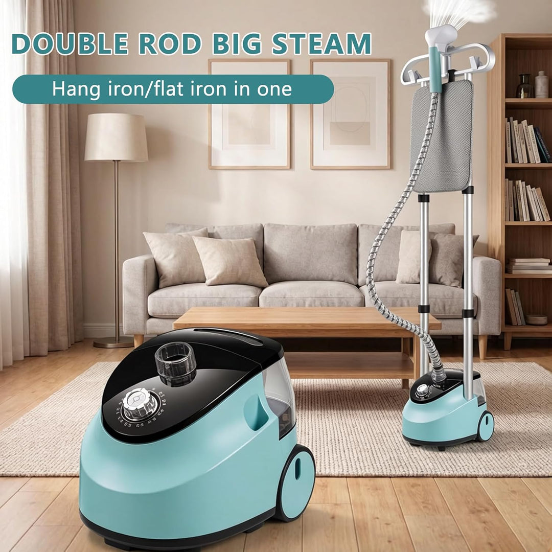 Steamer Dampfglätter, 1800W Doppelbügelstange Standdampfglätter, Dampfglätter mit 1.9L Wassertank, B