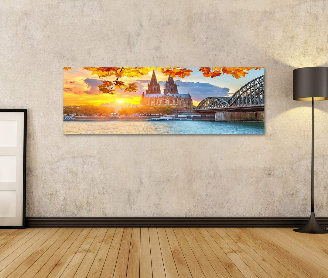 islandburner Bild auf Leinwand Köln Bei Sonnenuntergang Bilder Wandbilder Poster Leinwand 120x40cm -