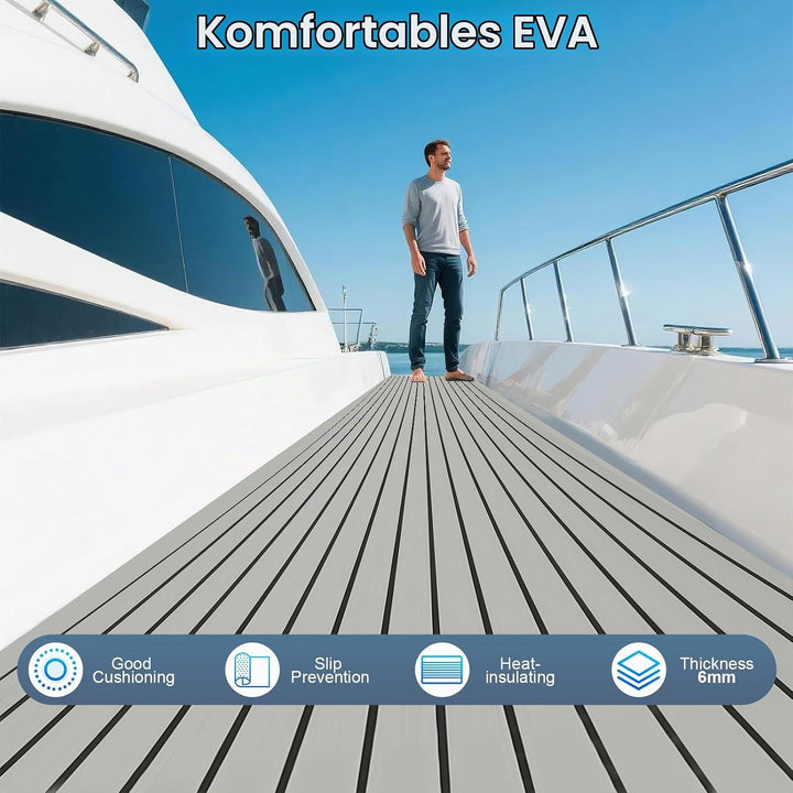 240cm x 90cm x 6mm Eva-Schaum Deckbeschläge für Boote Yacht Marine Bodenbelag Rutschfester Teppich M