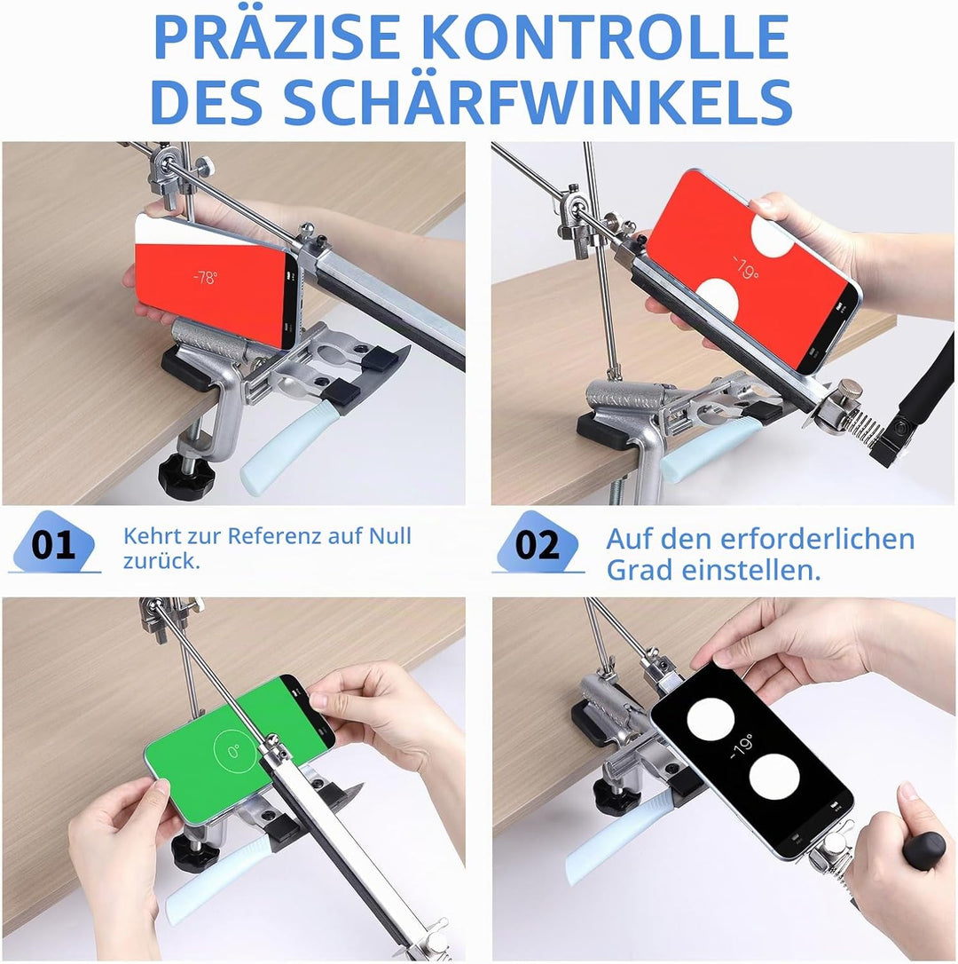14Pcs Messerschärfer Profi Knife Sharpener mit Aufbewahrungsbox Messerschleifer 360° Flip Drehung Me