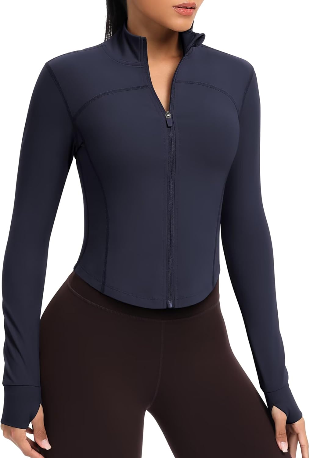 QUEENIEKE Damen Laufjacke Atmungsaktive und Leicht Sportjacke Langarm definieren Jacke mit Daumenloc