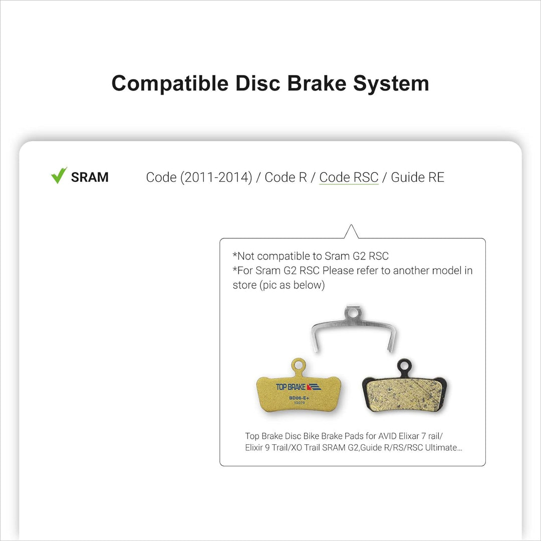Top Brake Scheibenbremsbeläge Fahrrad für AVID SRAM Code R/RE/RSC, Guide RE