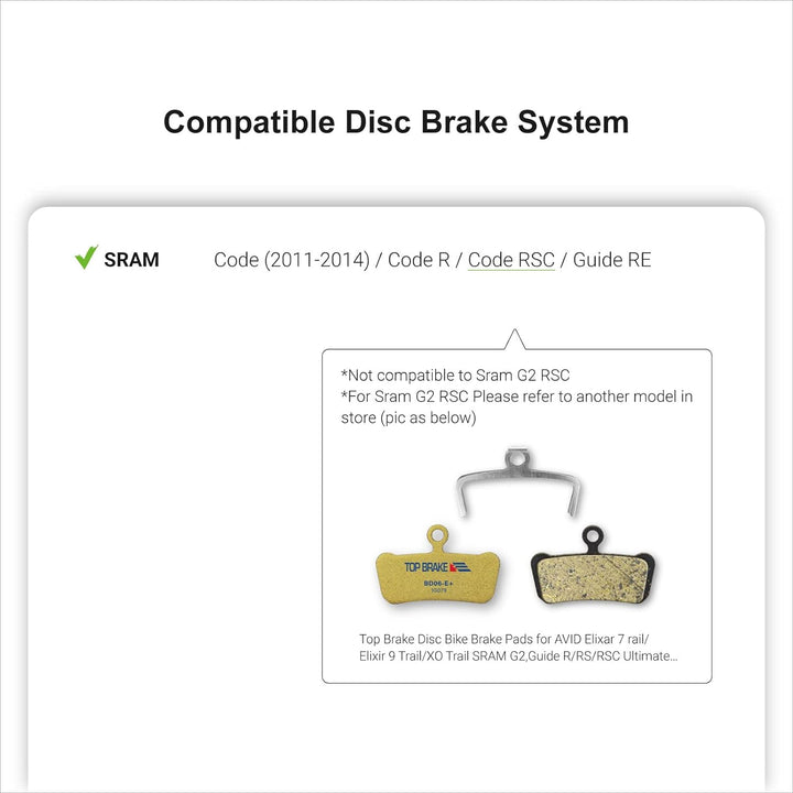 Top Brake Scheibenbremsbeläge Fahrrad für AVID SRAM Code R/RE/RSC, Guide RE