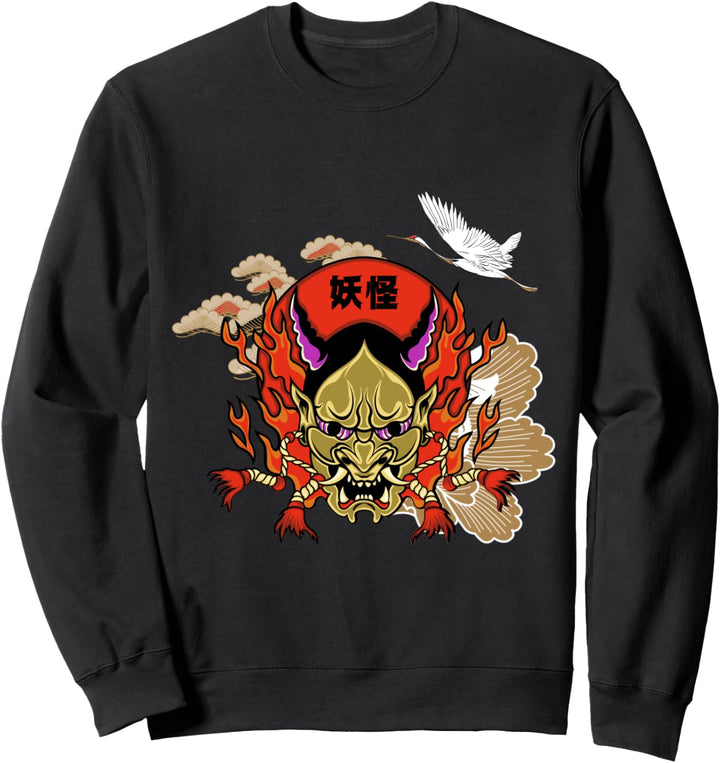 Traditionelle japanische Dämonen-Yokai-Maske Sweatshirt