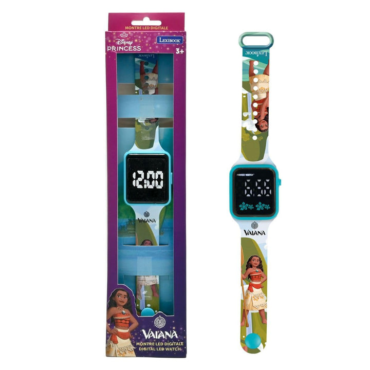 Lexibook, Disney Vaiana, Digitale Armbanduhr, 12‑ oder 24‑Stunden‑Anzeige, Blau/Rot, DMW060VN, Disne