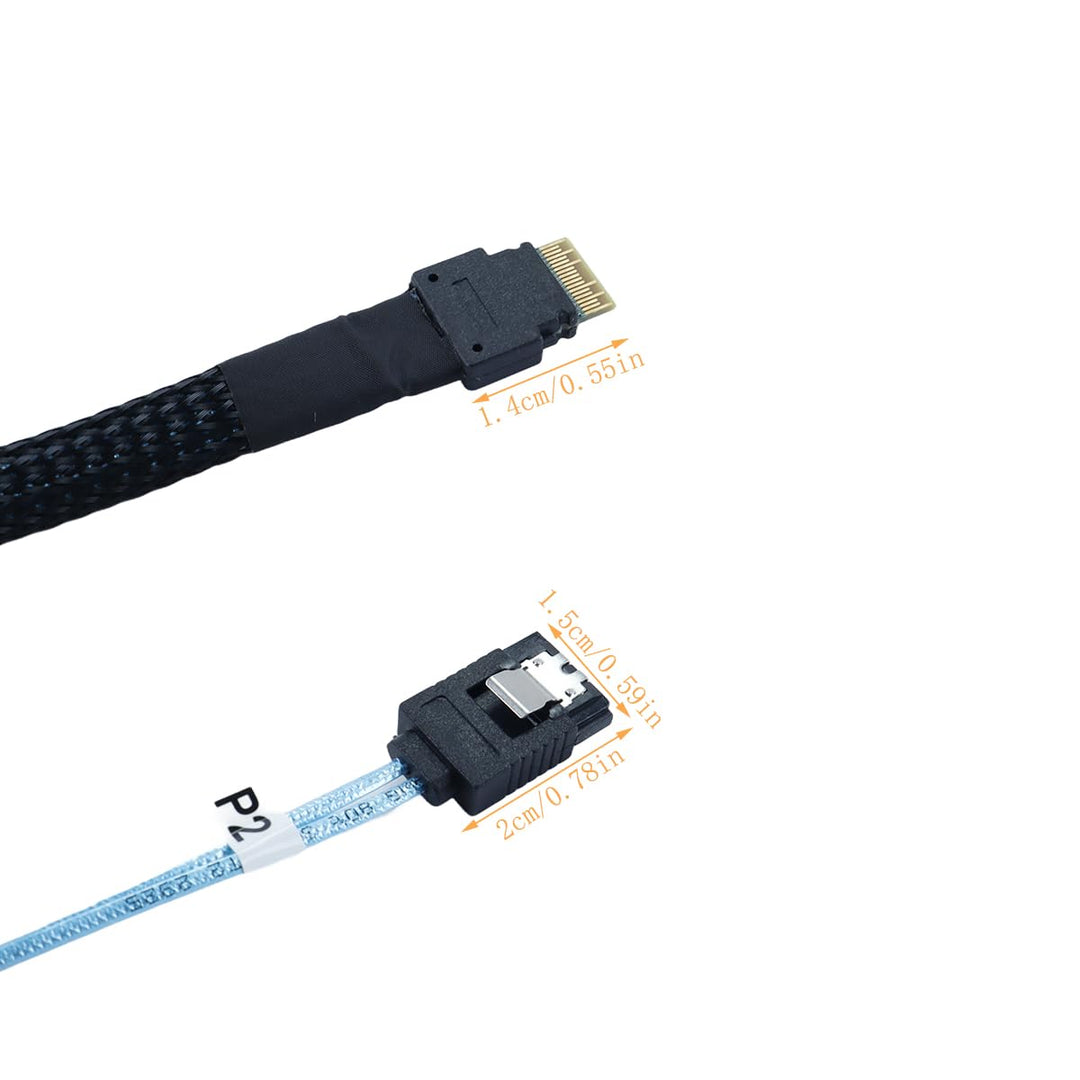 SAS SFF 8654 4i 38P zu SATA Server High Speed Datenkabel Schwarz 0,5 m Flachkopf Schnittstelle Kupfe