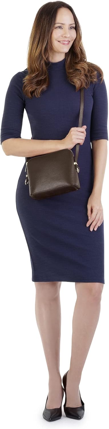 Cluty Umhängetasche Echt Leder Damen | Made in Italy, Smartphonefach, Handtasche aus Leder, Crossbod