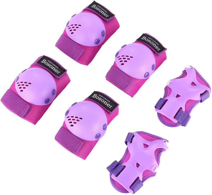 BOSONER Knieschoner Kinder Schoner Inliner Protektoren 6er Set Schützer Inliner Inline Skates Knie U