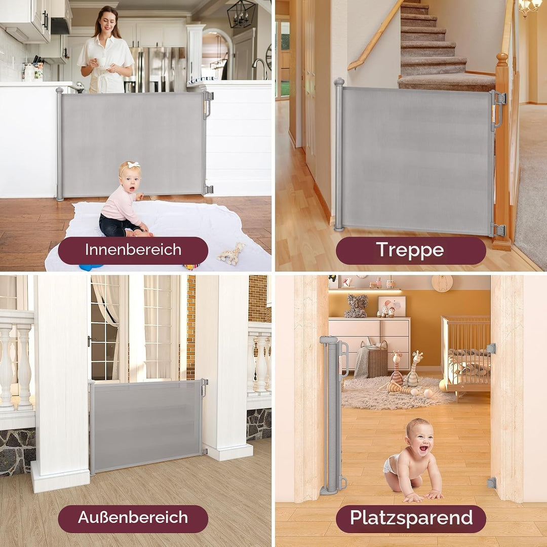 Momcozy Treppenschutzgitter Ausziehbare für Babys, 180cm 104cm Hoch, Baby Absperrgitter Treppenschut