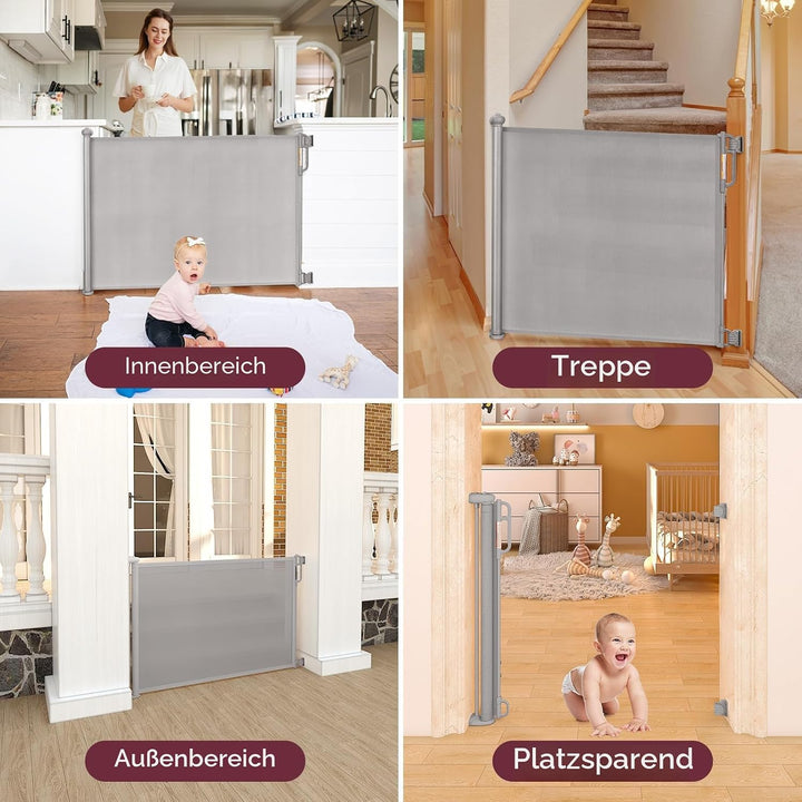 Momcozy Treppenschutzgitter Ausziehbare für Babys, 180cm 104cm Hoch, Baby Absperrgitter Treppenschut