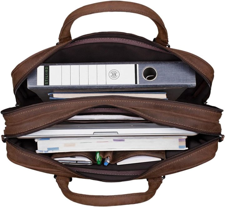 STILORD 'Dante' Business-Tasche Leder gross elegante Aktentasche Umhängetasche Laptoptasche 15.6 Zol
