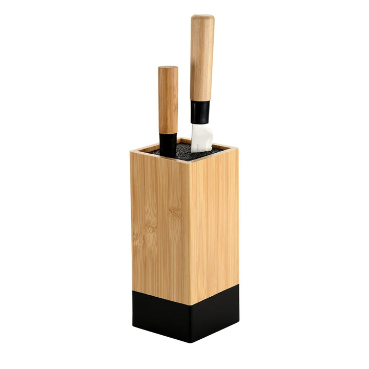 KESPER | Messerblock, Material: Bambus, Kunststoff, Masse: 10 x 10 cm, H: 23 cm, Farbe: Braun, Schwa