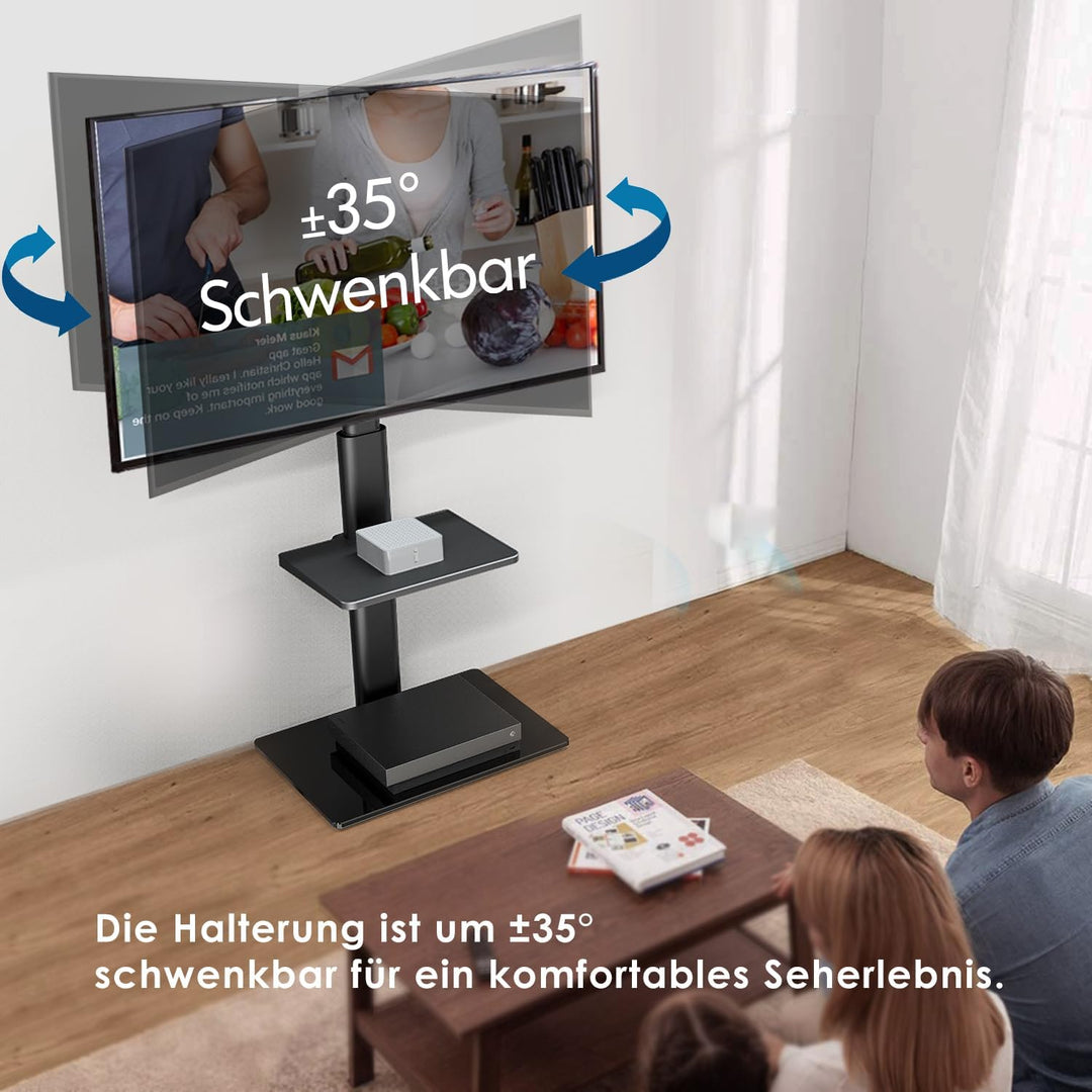 FITUEYES TV Ständer TV Bodenständer Standfuss Fernsehstand mit Regal höhenverstellbar schwenkbar für