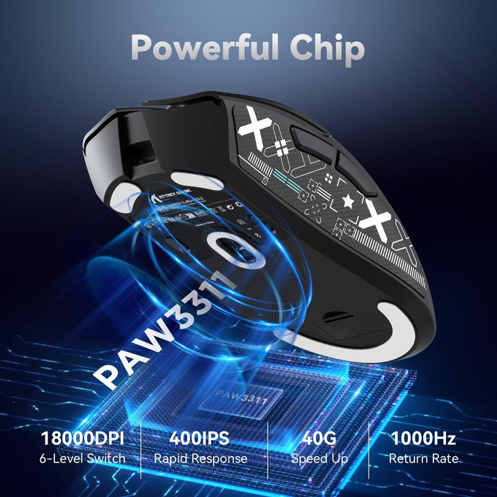 ATTACK SHARK R1 59g Superlight Maus mit Klebeband, PixArt PAW3311 Gaming-Sensor, BT/2,4G kabellose/k