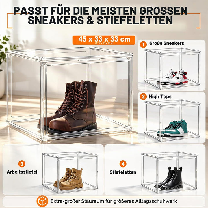 Schuhaufbewahrungsbox, XXX-Grosse Extra grosse Acryl Display Case Transparente Sneaker Schuh Organiz