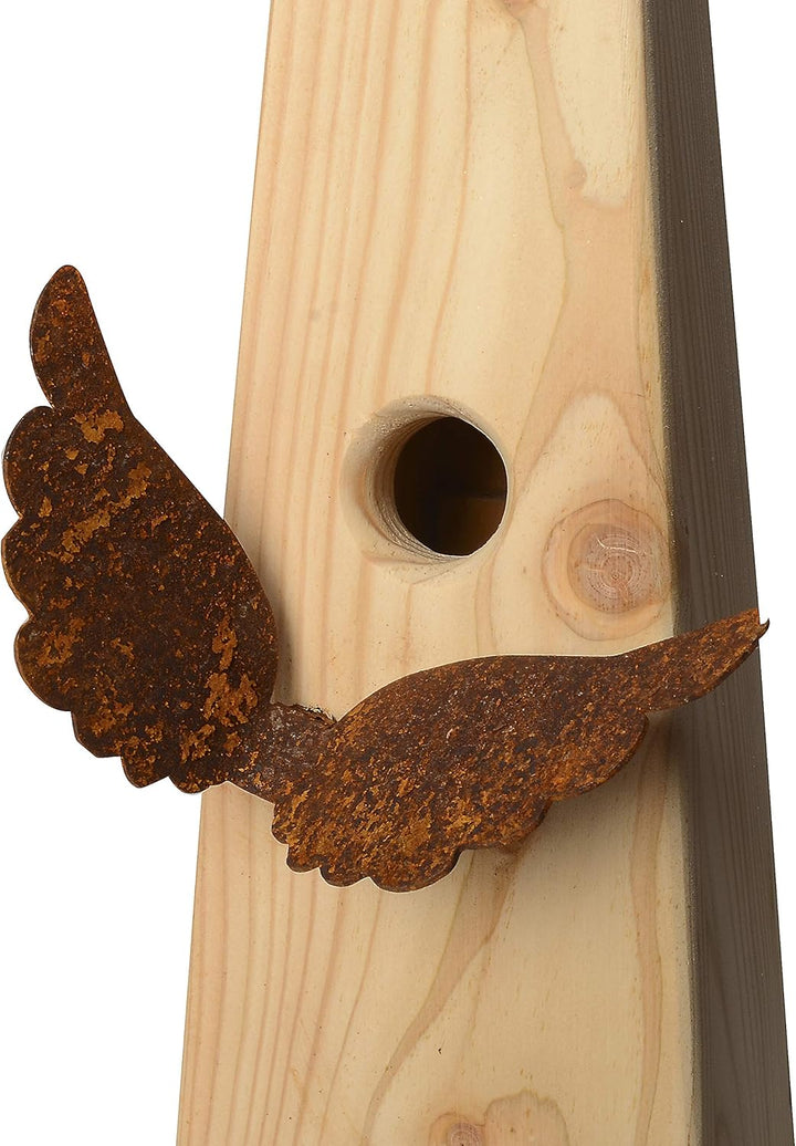 WEIDENPROFI Nistkasten, Vogelhaus mit Standfuss aus Lärchenholz, Modell Vogeldorn, Design Flügel: 16