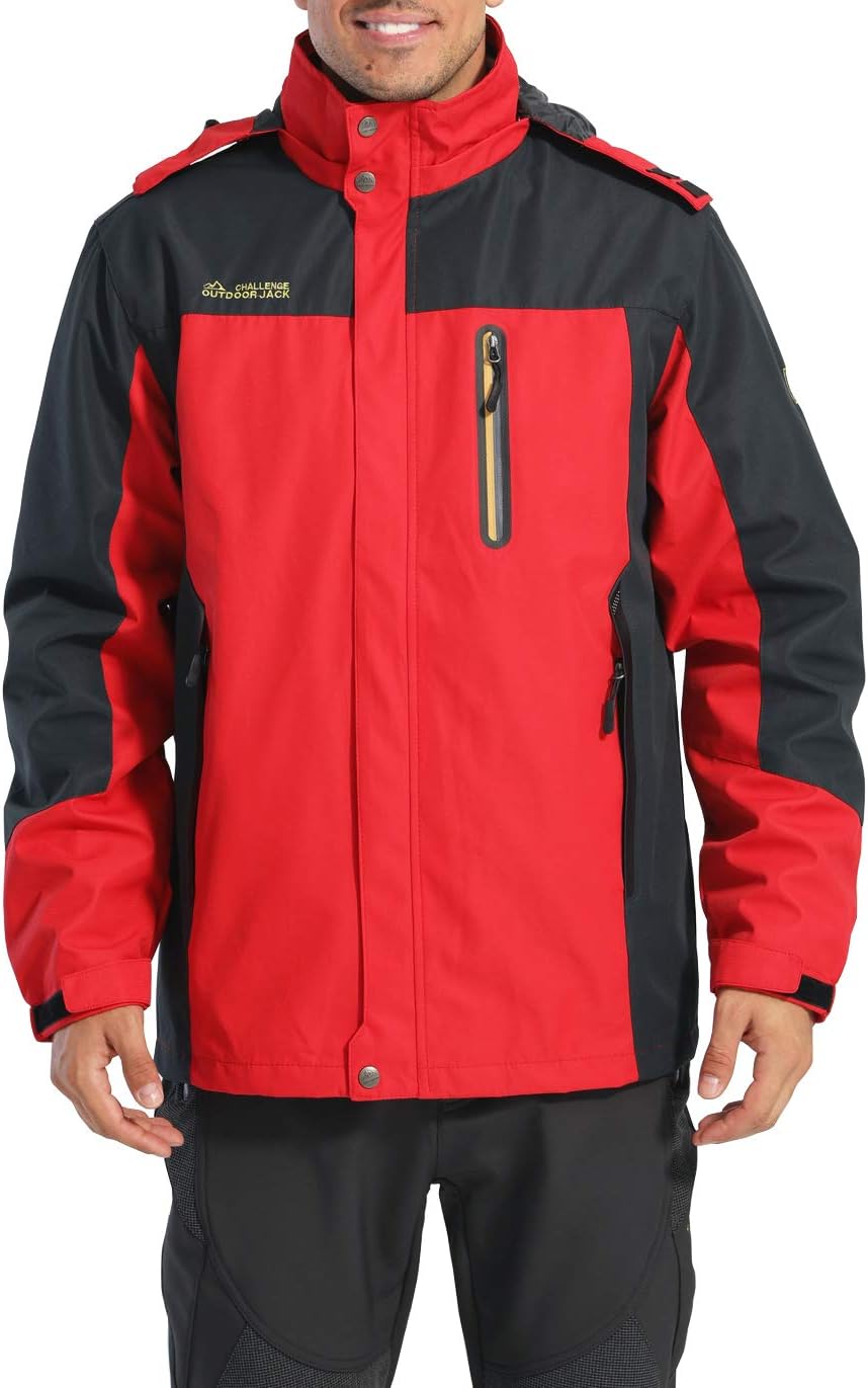 KEFITEVD Softshelljacke Herren Wasserabweisende Funktionsjacke mit Abnehmbarer Kapuze Leichte Outdoo