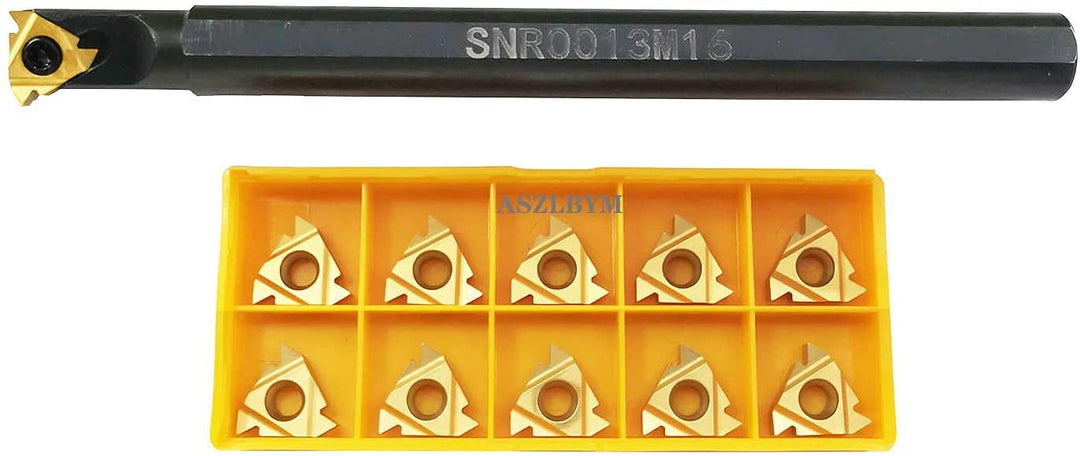 ASZLBYM SNR0013M16 CNC Drehmaschine Innengewinde Drehhalter + 10 Stück 16IR AG60 Hartmetall indexier