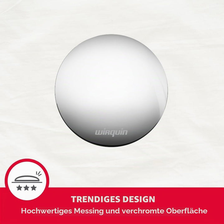 Wirquin 30723123 Ablaufgarnitur für Waschbecken, Messing, Quick-Clac-System – Überlauf, kurzes Ablau