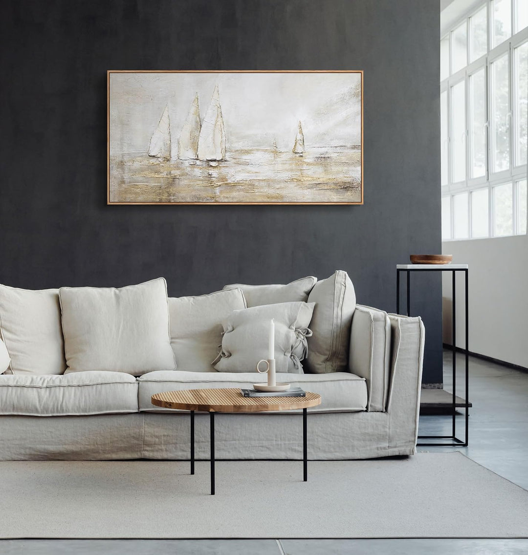 YS-Art Abstrakt Acryl Gemälde auf Leinwand Sonnenblendung handgemalt Wandbilder Wohnzimmer modern Wo