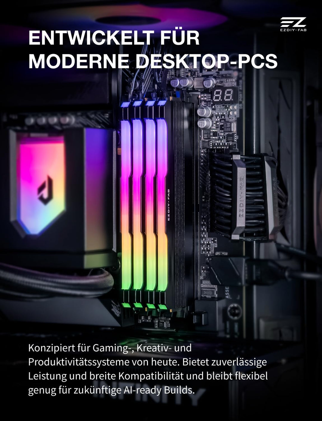 EZDIY-FAB RH01 ARGB RAM-Kühlkörper, RGB Memory Heat Spreader für DDR5 DDR4, Aluminium-RAM-Kühler mit