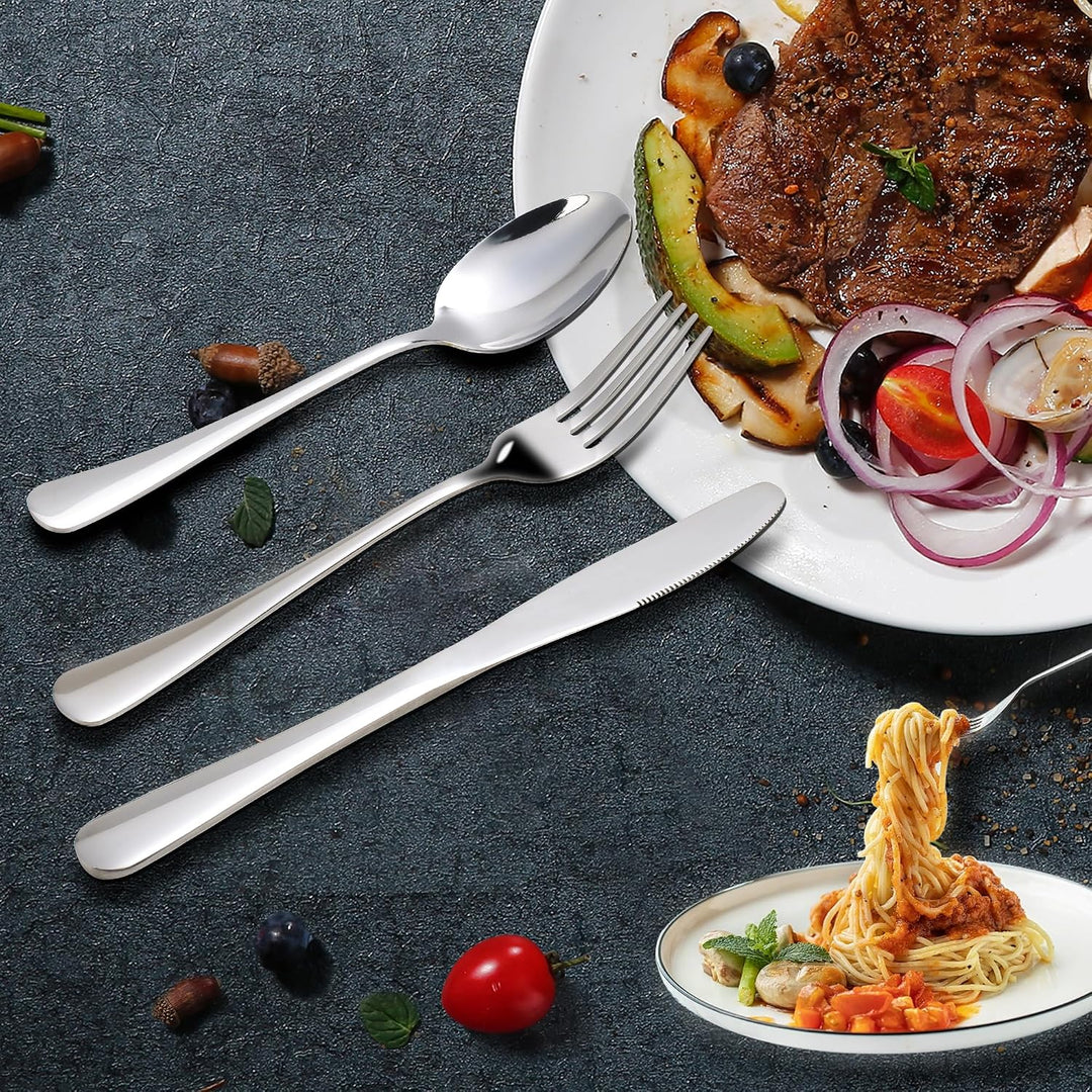 KitchenBoss Besteck Set 6 Personen: Besteckset 30 Teilig, Cutlery Set, Edelstahl Besteck, Essbesteck