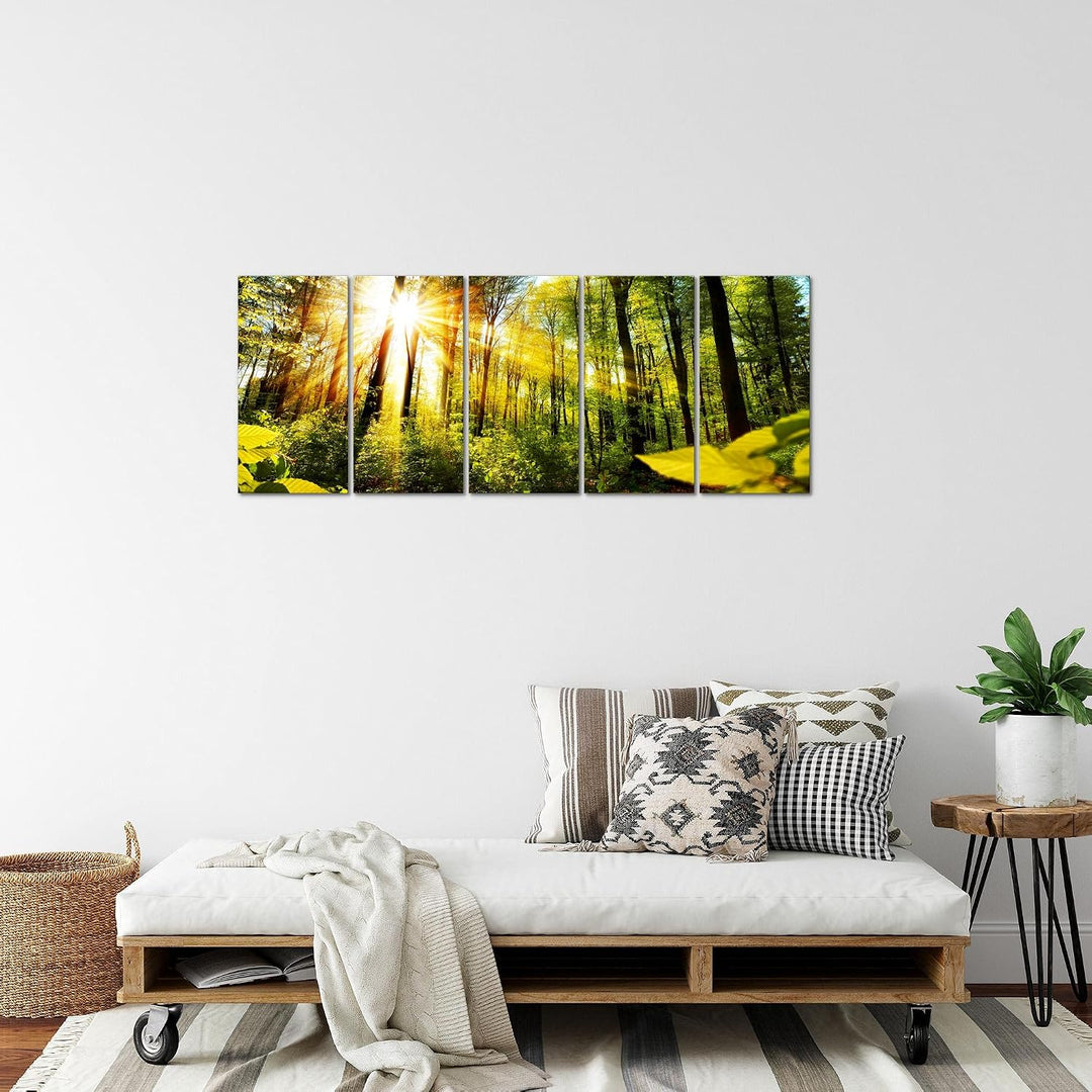 Runa Art Bild Wald Landschaft Wandbilder auf Vlies Leinwand 5 Teilig Wanddekoration Schlafzimmer Woh