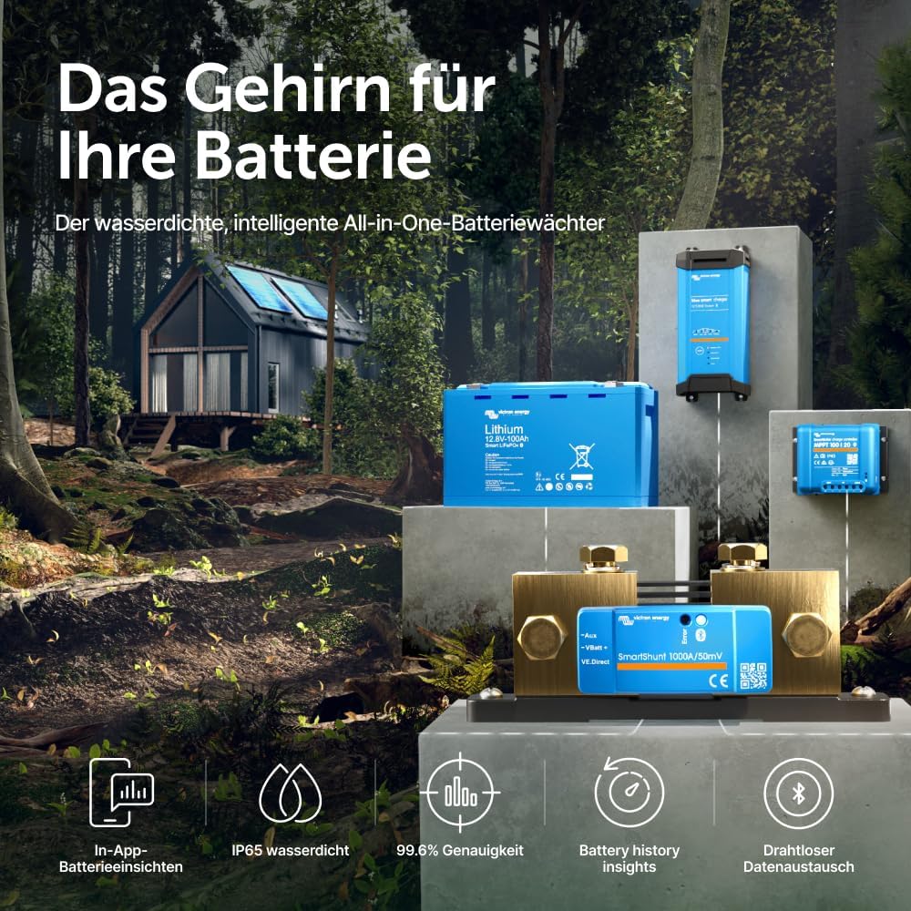 Victron Energy SmartShunt IP65 1000 Ampere Batteriewächter (Bluetooth), 1000 Amp