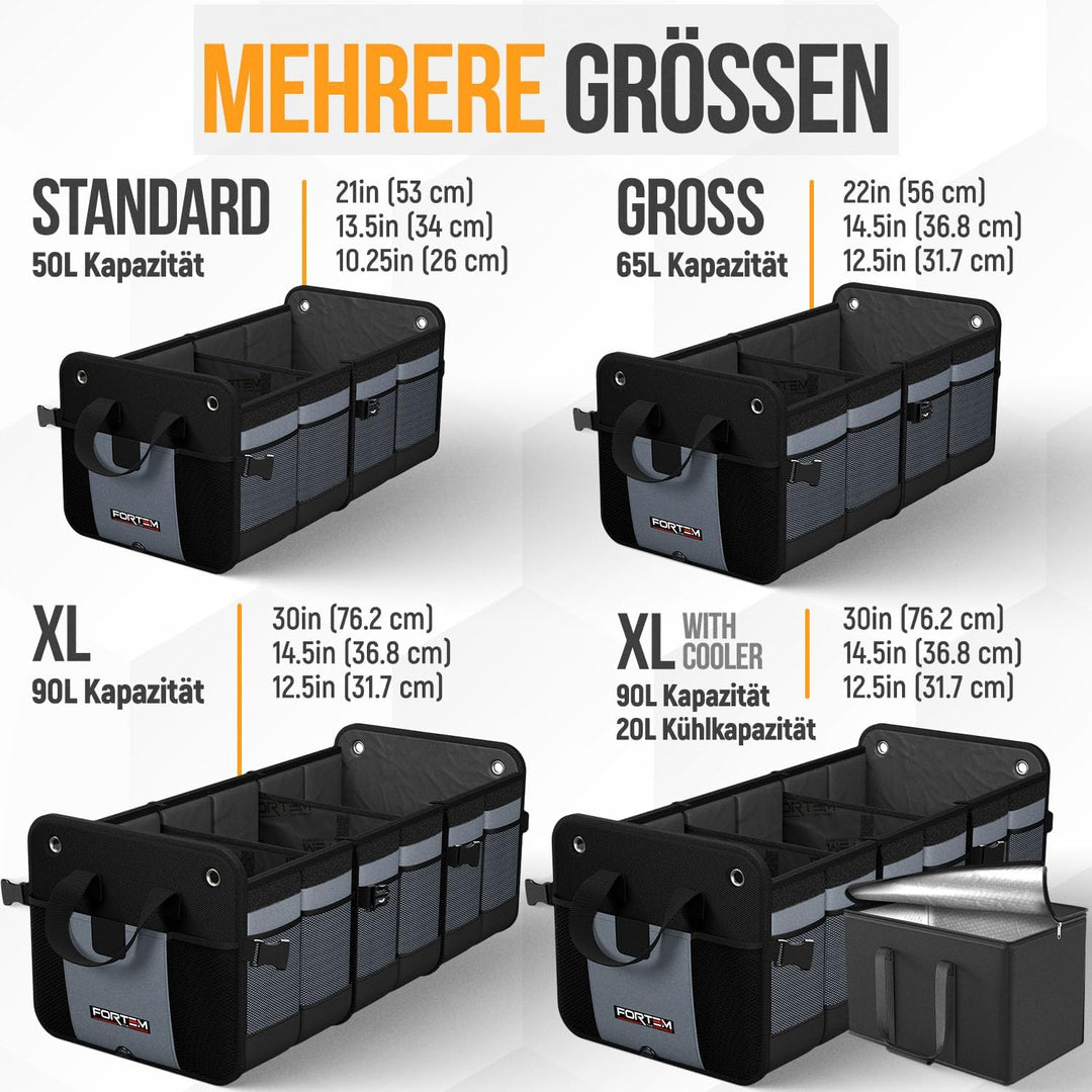 FORTEM Kofferraum Organizer, Kofferraumtasche, Zusammenklappbarer Auto Kofferraum mit Fächern, Rutsc