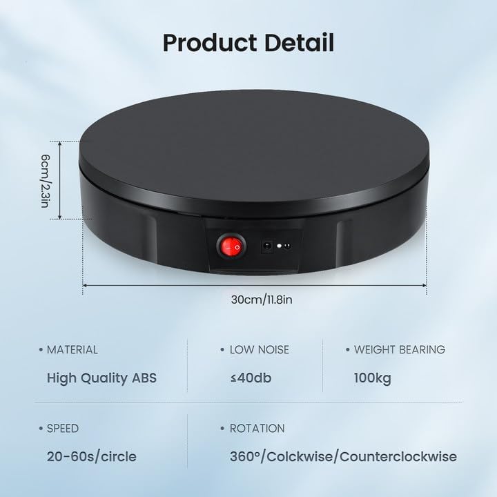 Drehteller Elektrisch, Couleeur 30CM 100KG Professioneller 360 Grad Elektrische Drehscheibe mit Wied