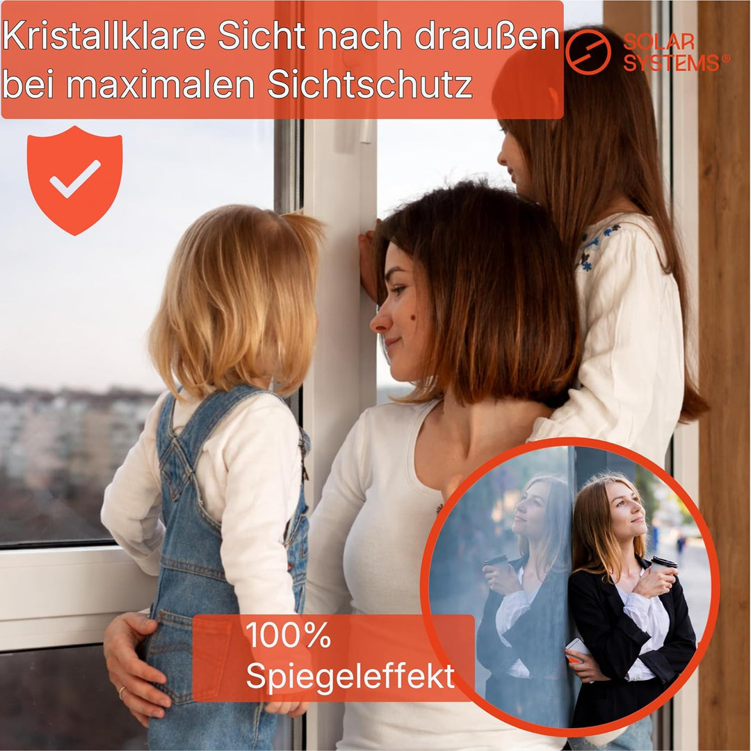 Solar Systems Fensterfolie Sonnenschutzfolie für Wärmeisolierung mit Montagekit - Anti-UV Solarfolie