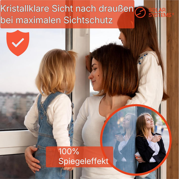 Solar Systems Fensterfolie Sonnenschutzfolie für Wärmeisolierung mit Montagekit - Anti-UV Solarfolie