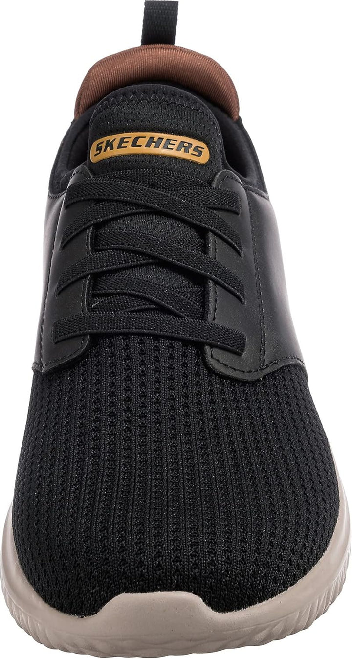 Skechers Herren Delson 3.0 Mooney Runde Zehenpartie, Bungee-Schnür-Slipper 42 EU Black Knitted Mesh,