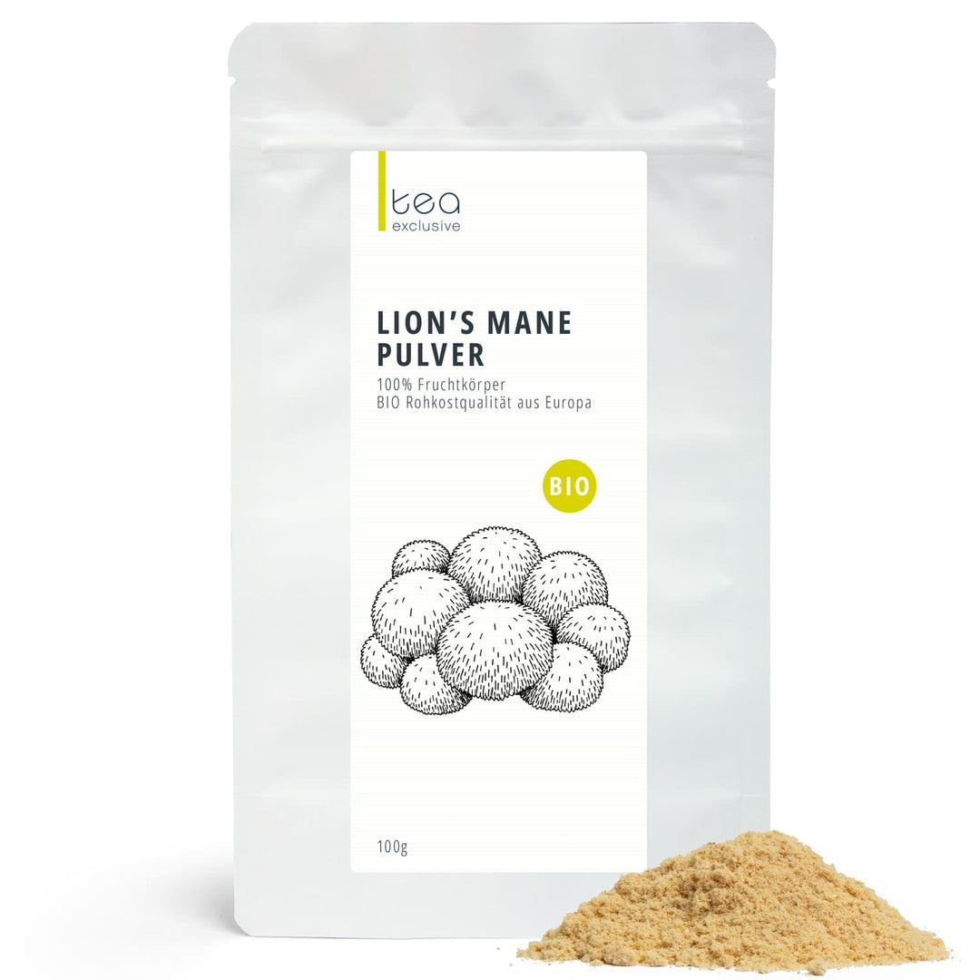 BIO Lions Mane Pulver 100% Fruchtkörper aus Europa Vitalpilz Pilzpulver fein gemahlen im Shellbroken
