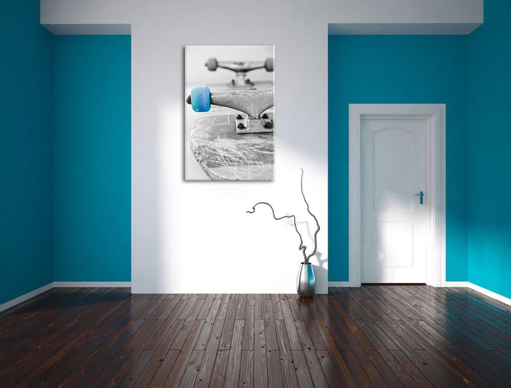 Skateboard schwarz weiss schwarz/weiss Format: 100x70 auf Leinwand, XXL riesige Bilder fertig gerahm