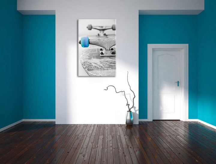 Skateboard schwarz weiss schwarz/weiss Format: 100x70 auf Leinwand, XXL riesige Bilder fertig gerahm