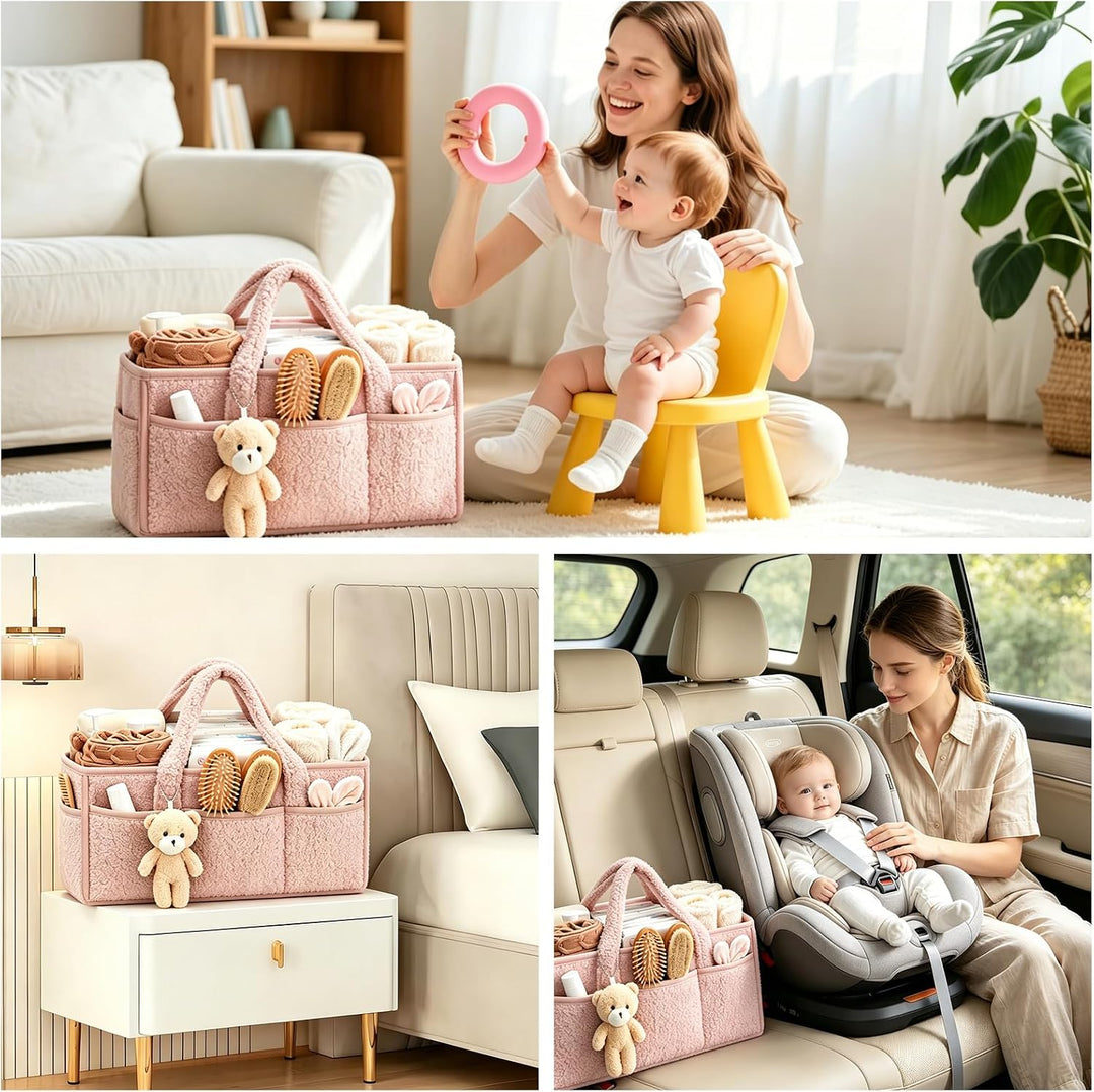 Wickeltisch Organizer, Baby Wickeln Henkeltaschen Rosa, Rosa