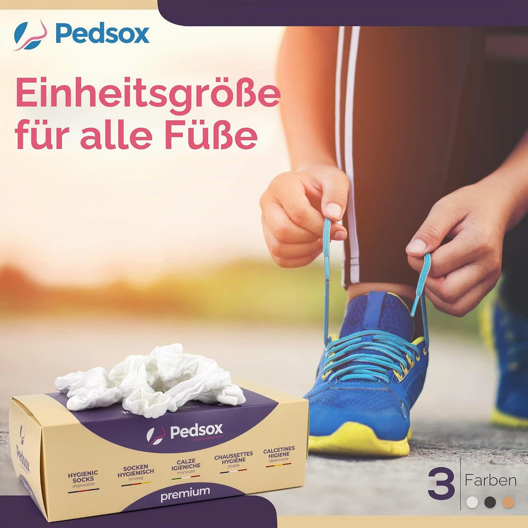 Pedsox - Nachfüllpack 200 Stück Premium Hygienische Socken Einheitsgrösse Grosse Grössen Weiss, Einh