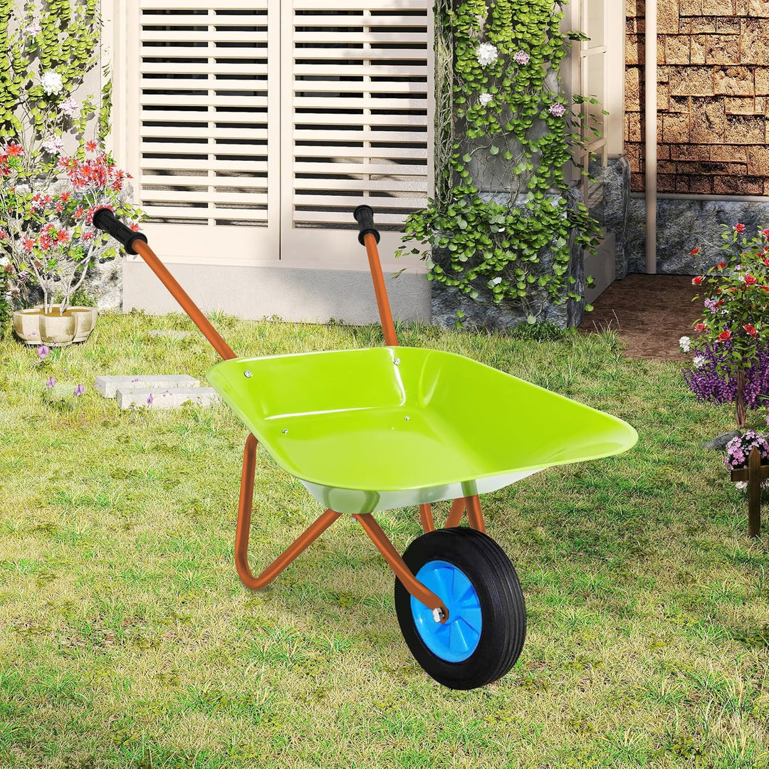 Schubkarrenset für Kinder, Gartenschubkarre en Metal, Kinder Gartengeräte, Gartenwerkzeug Kinder zum