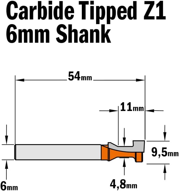 CMT Orange Tools 750.001.11 Schlossfräser Z2 HWM S 6 D 4.76 D 9.5