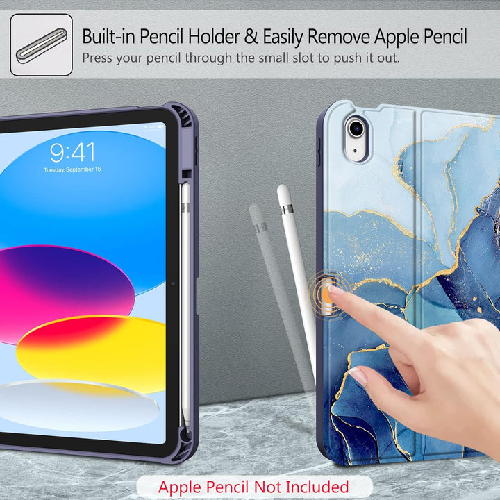 Fintie Tastatur Hülle für iPad 10. Generation 2022 (10.9 Zoll), Schutzhülle mit TPU Rückschale, Penc