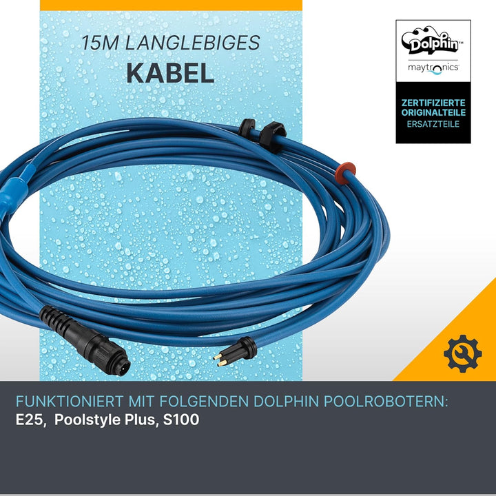 Dolphin Original-Ersatzteil – langlebiges 15 m langes blaues Kabel für agile Roboterbewegung – Teile