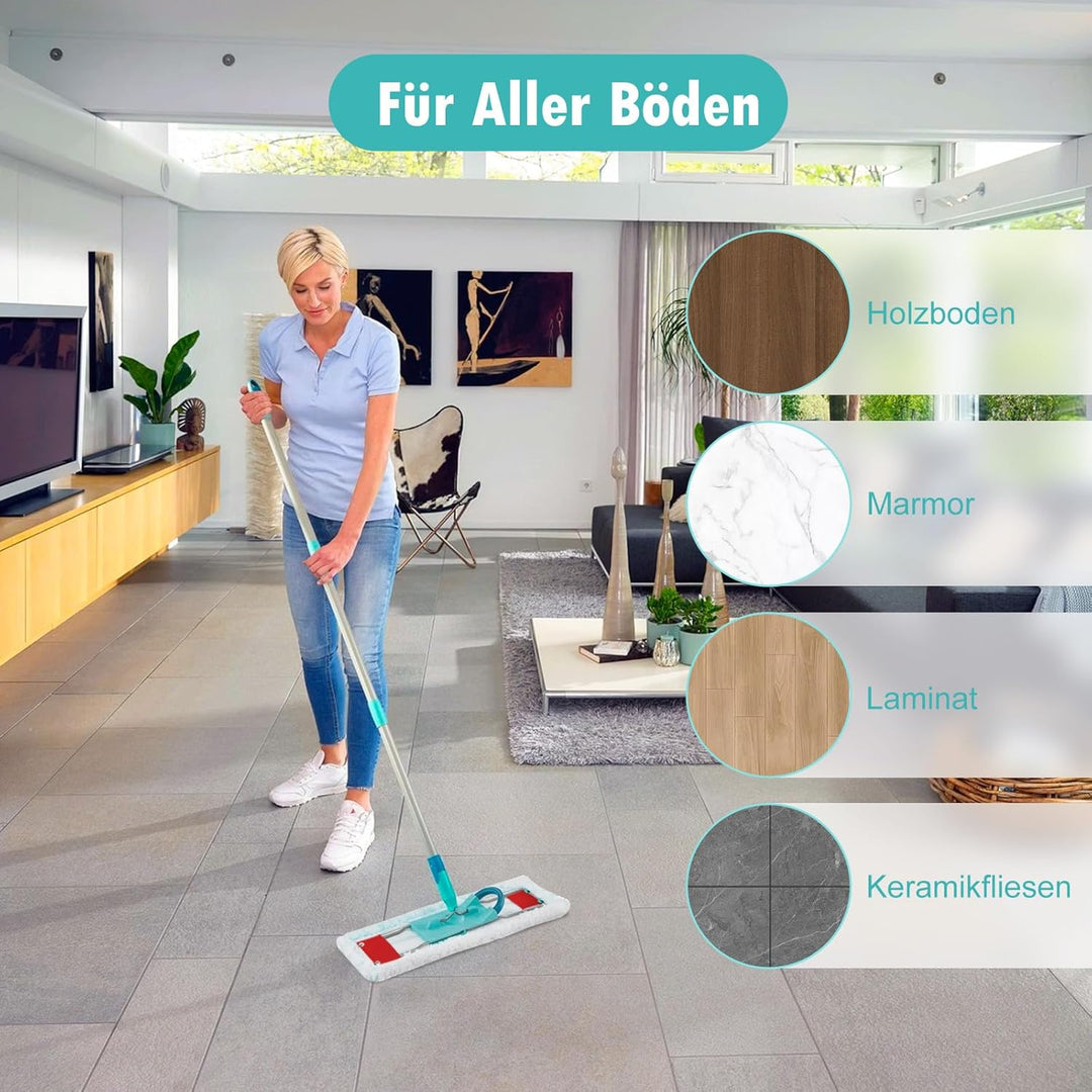 4 Stück Wischbezüge Zubehör für Leifheit Profi XL Micro Duo / Profi XL Cotton Plus, Mikrofaser Putzl