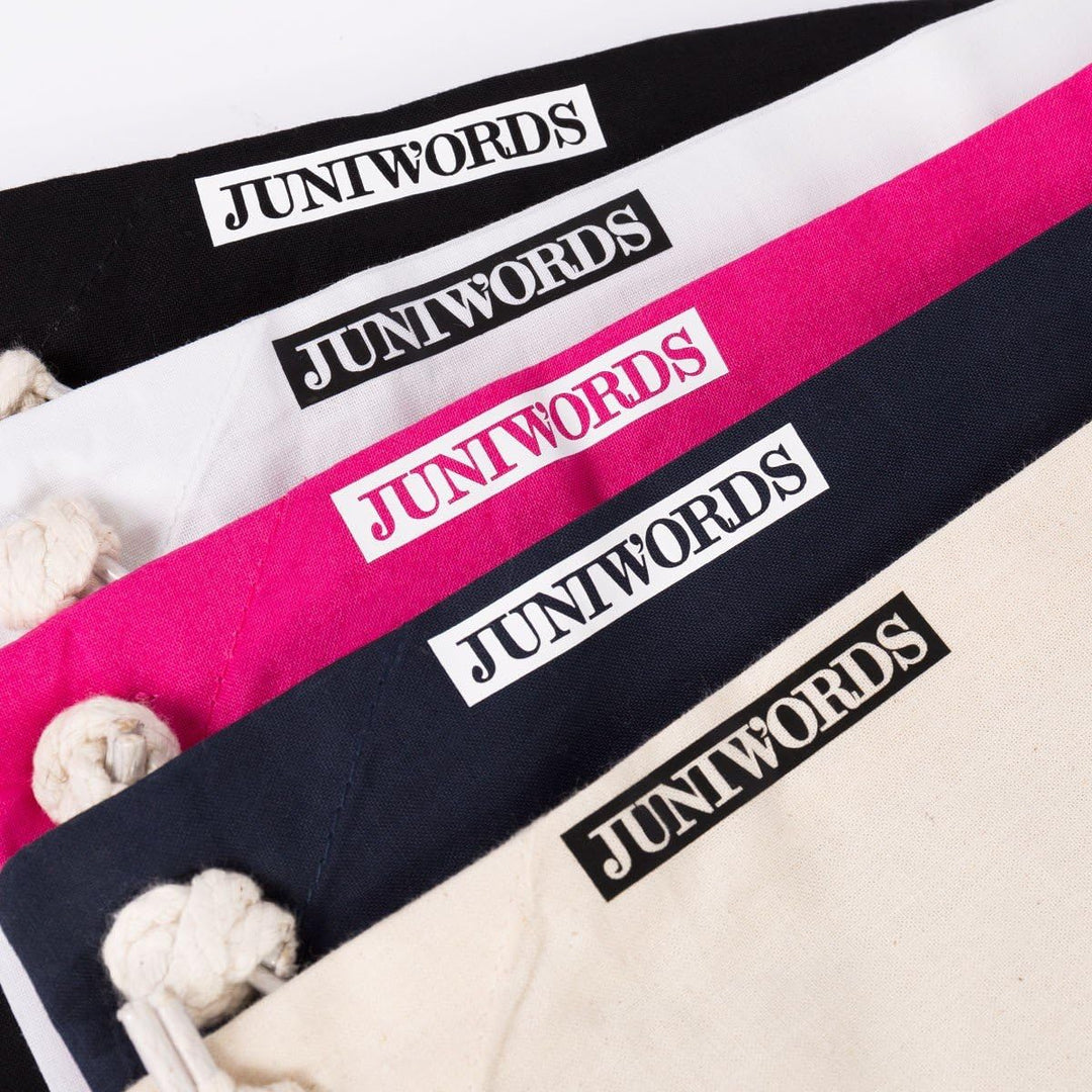 JUNIWORDS Turnbeutel - Wähle eine Farbe - "Anker" - Beutel: Natur, Text: Schwarz, Natur
