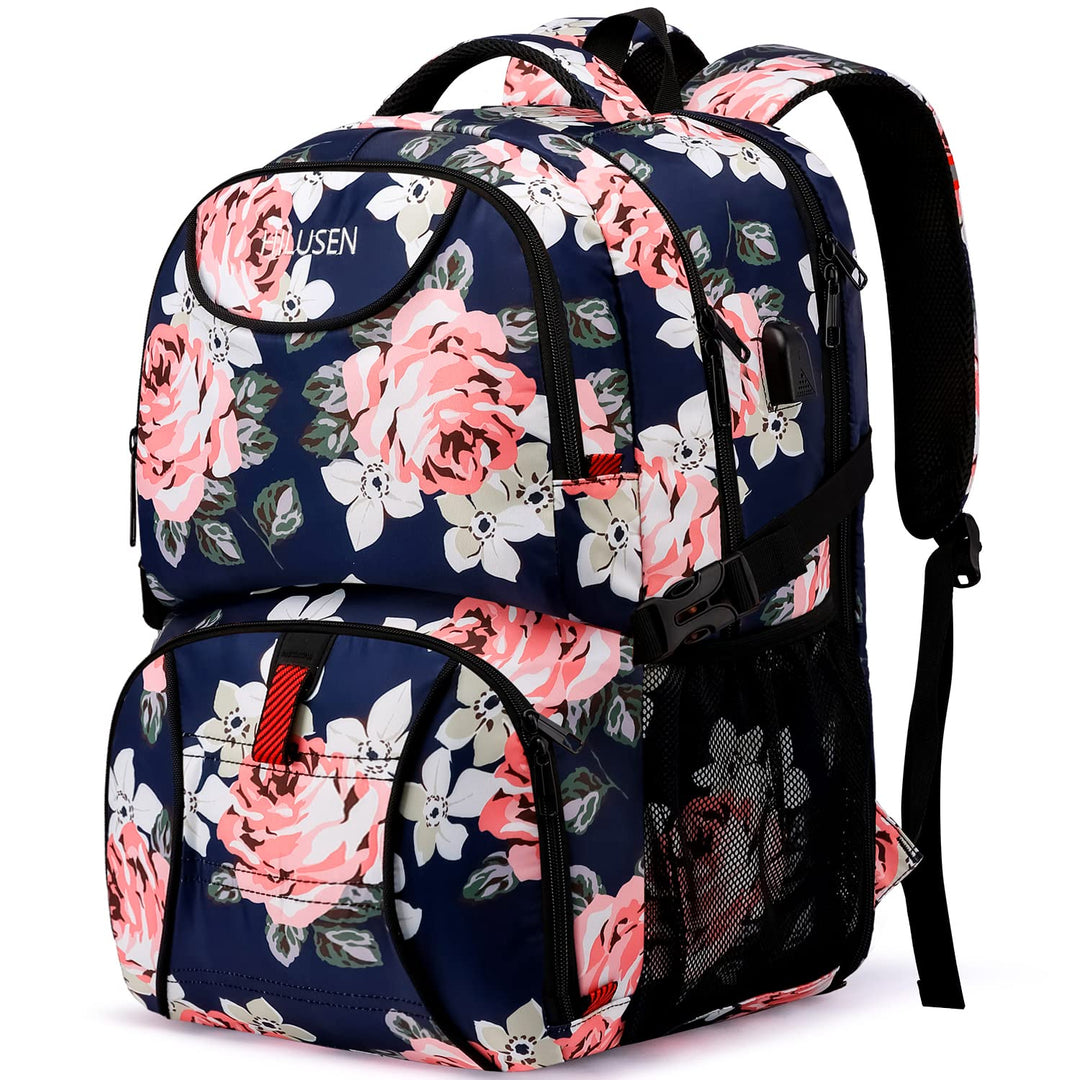 Rucksack Damen gross mit USB-Ladeanschluss & Laptopfach für 17 Zoll Laptop,wasserdicht Arbeitstasche