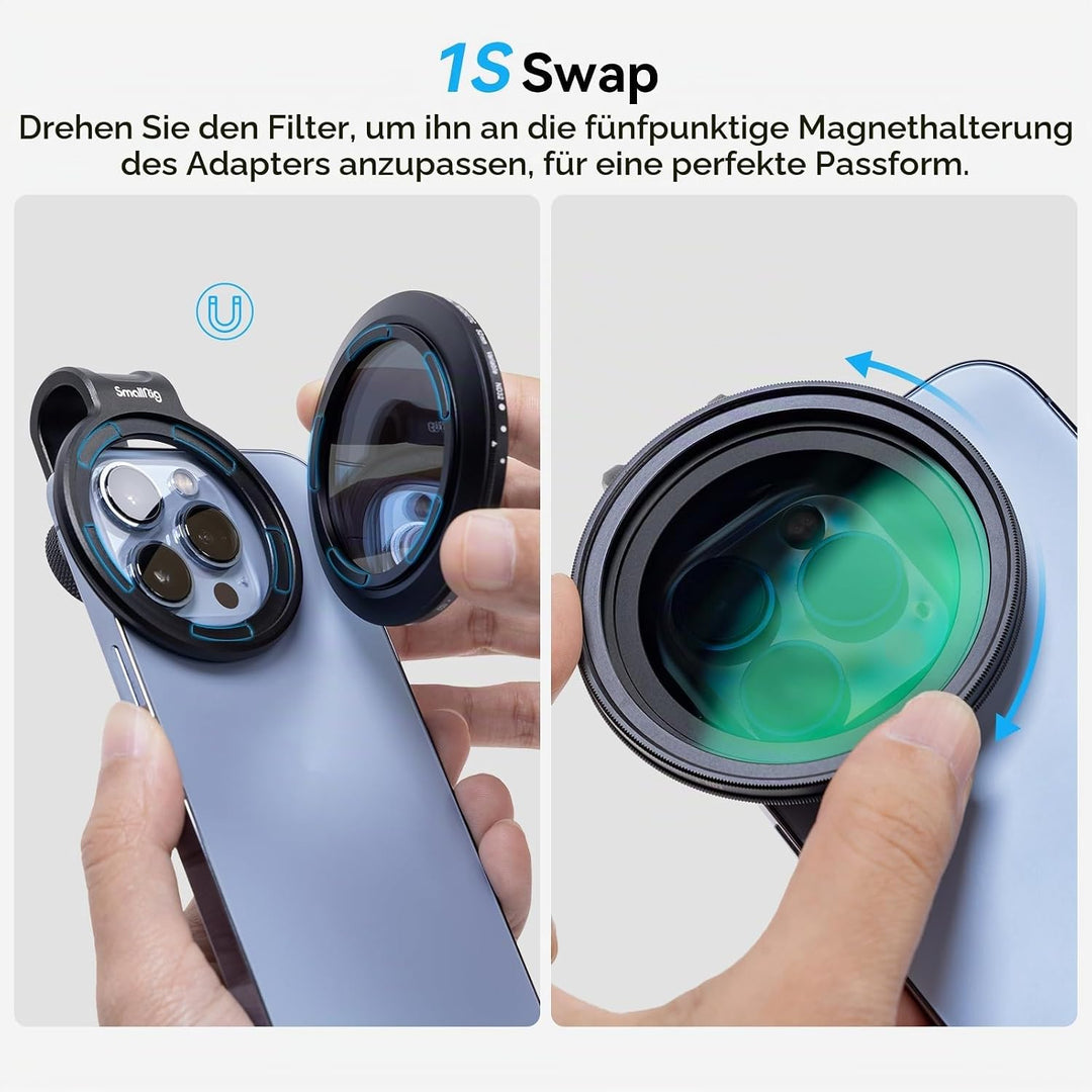 SMALLRIG 52mm VND Filter Magnetischer Variabler ND Filter ND2-ND32 (1–5 Blendenstufen), No X Cross H