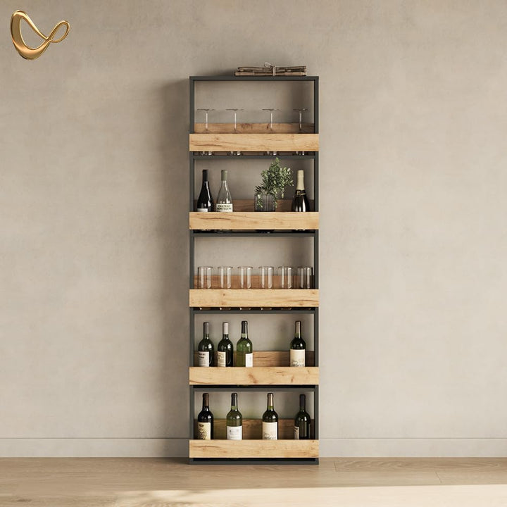 Livinity Weinglasregal Regusa, Goldkraft Eiche/Anthrazit, 60 x 180 cm 60x180 cm, 60x180 cm