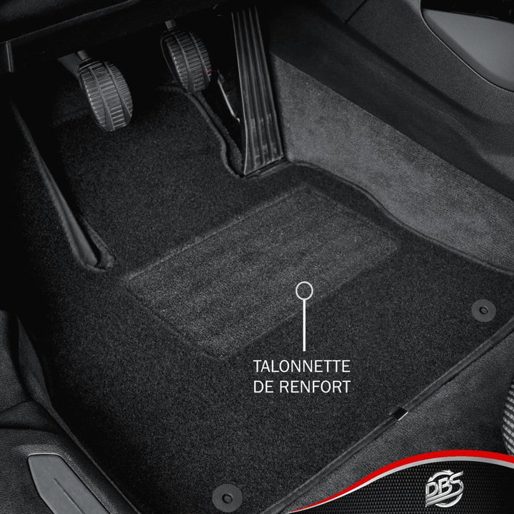 DBS Autofussmatte - nach Mass - 4-teilig - Anti Rutsch - schwarzer Nadelfilz 900g/m² - Velours Ferti