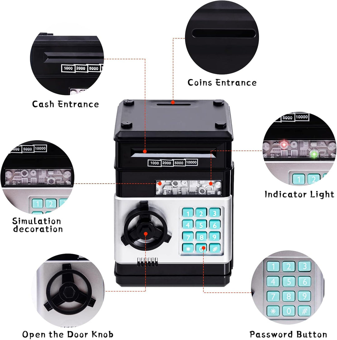 Thedttoy Spardose Scheine Elektronische Geldbank Geldtresor, Sparschwein ATM Tresor Kinder Digitaler